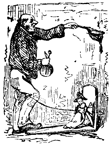 A fellow forms a letter E with a bag and a string.