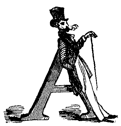 A gentleman leans against a letter A.