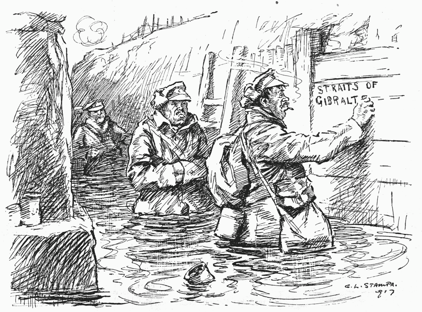 A flooded trench.