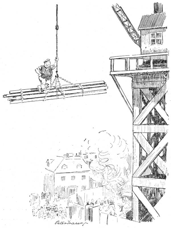 Navvy on girders.