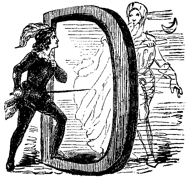 A man walks through a letter D