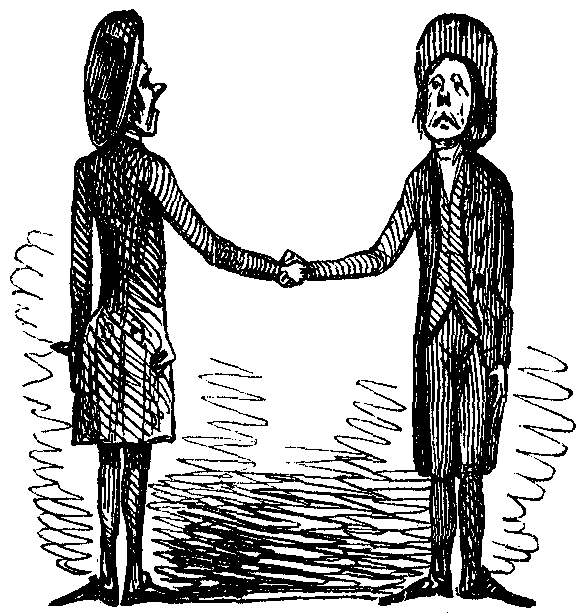 Two men shaking hands form a letter H