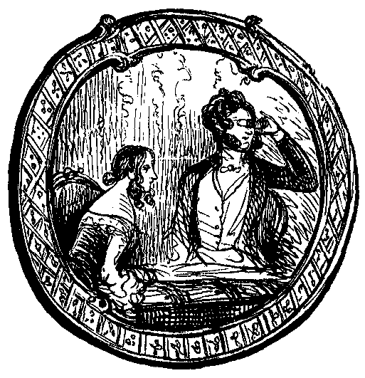 A couple in an O-framed vignette