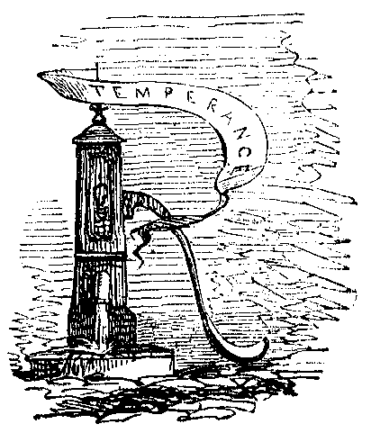 A pump with a 'Temperance' banner forms a letter R