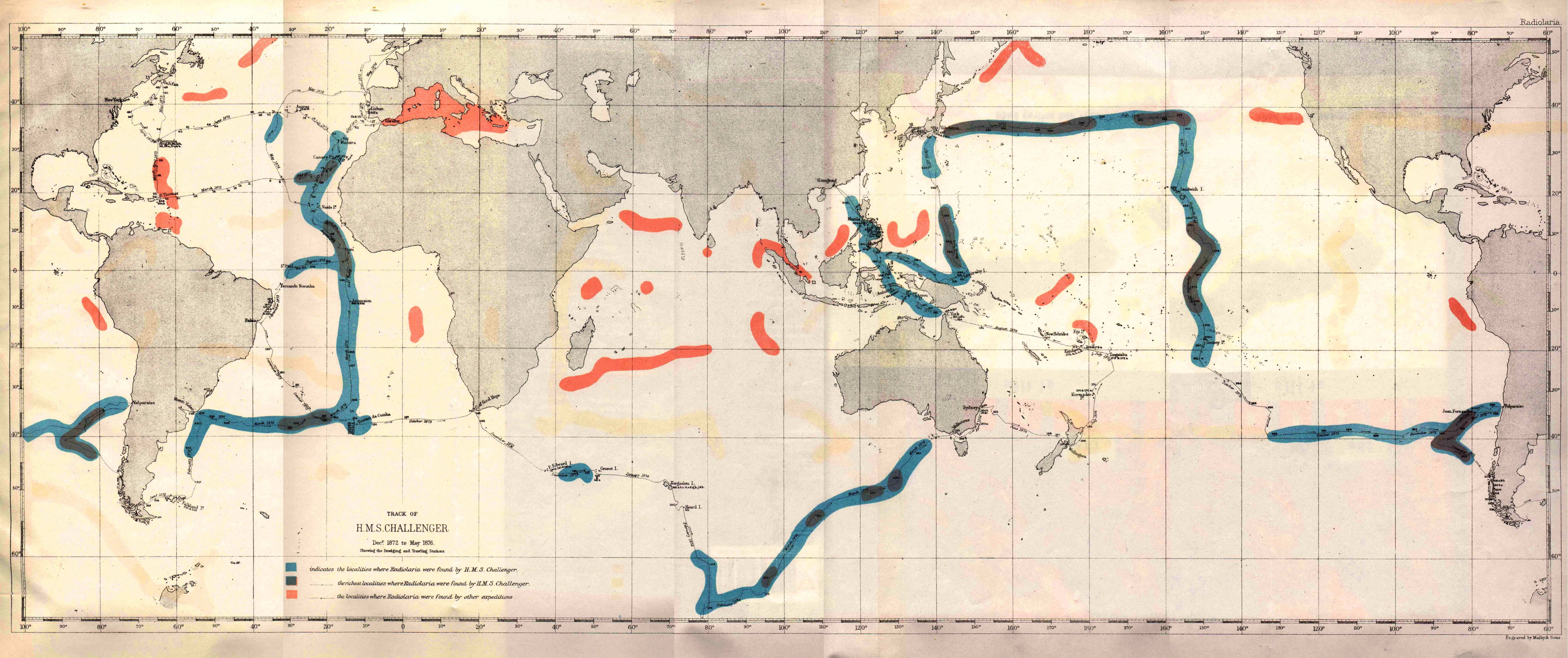 Track of H.M.S. Challenger, Decr. 1872     to May 1876