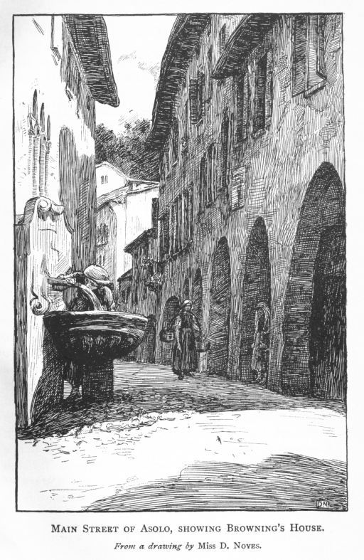 MAIN STREET OF ASOLO, SHOWING BROWNING'S HOUSE MAIN STREET OF ASOLO, SHOWING BROWNING'S HOUSE