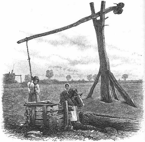 PEASANTS AT A WELL. PEASANTS AT A WELL.
