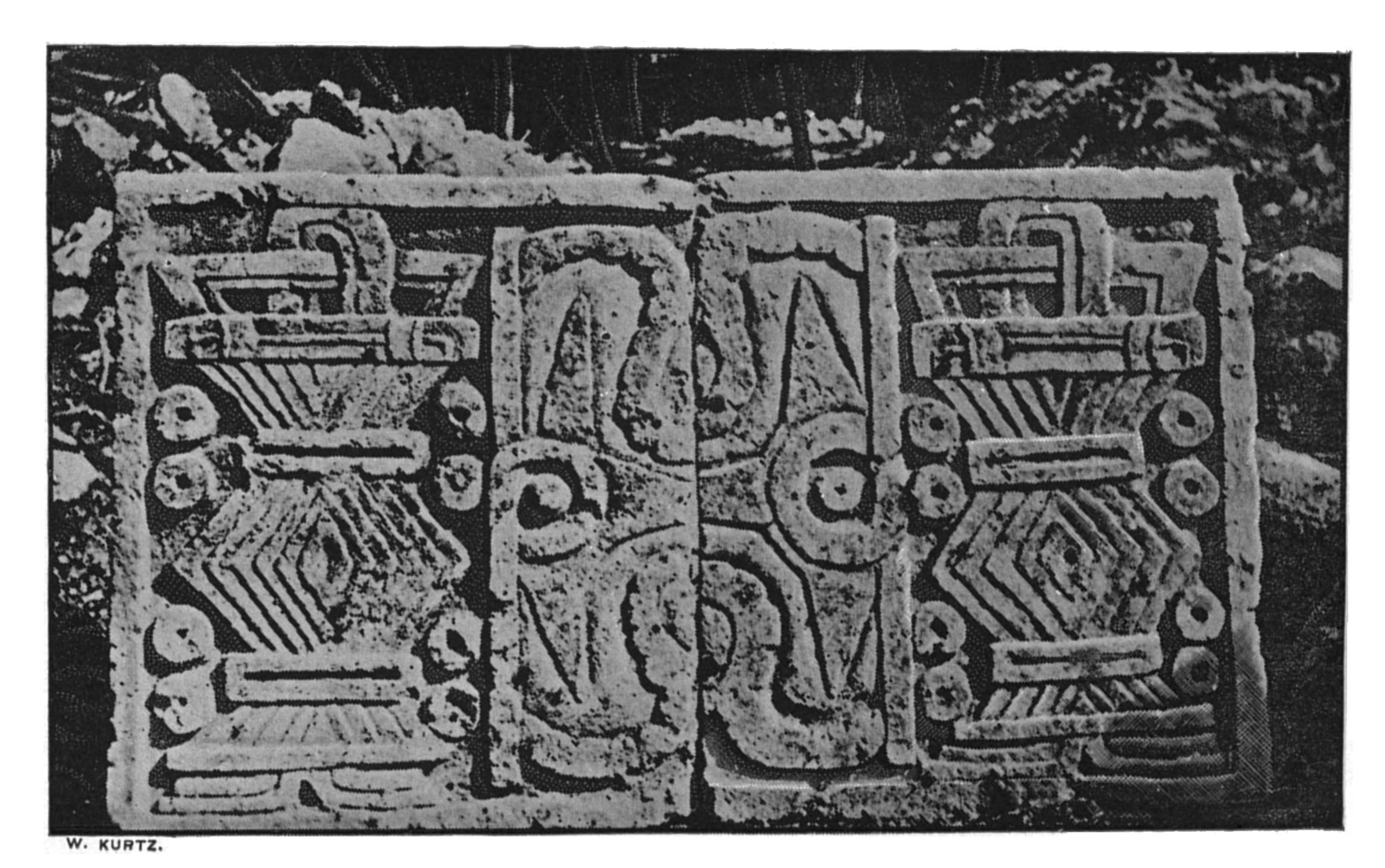 Symbolical stone found at Chichen Symbolical stone found at Chichen