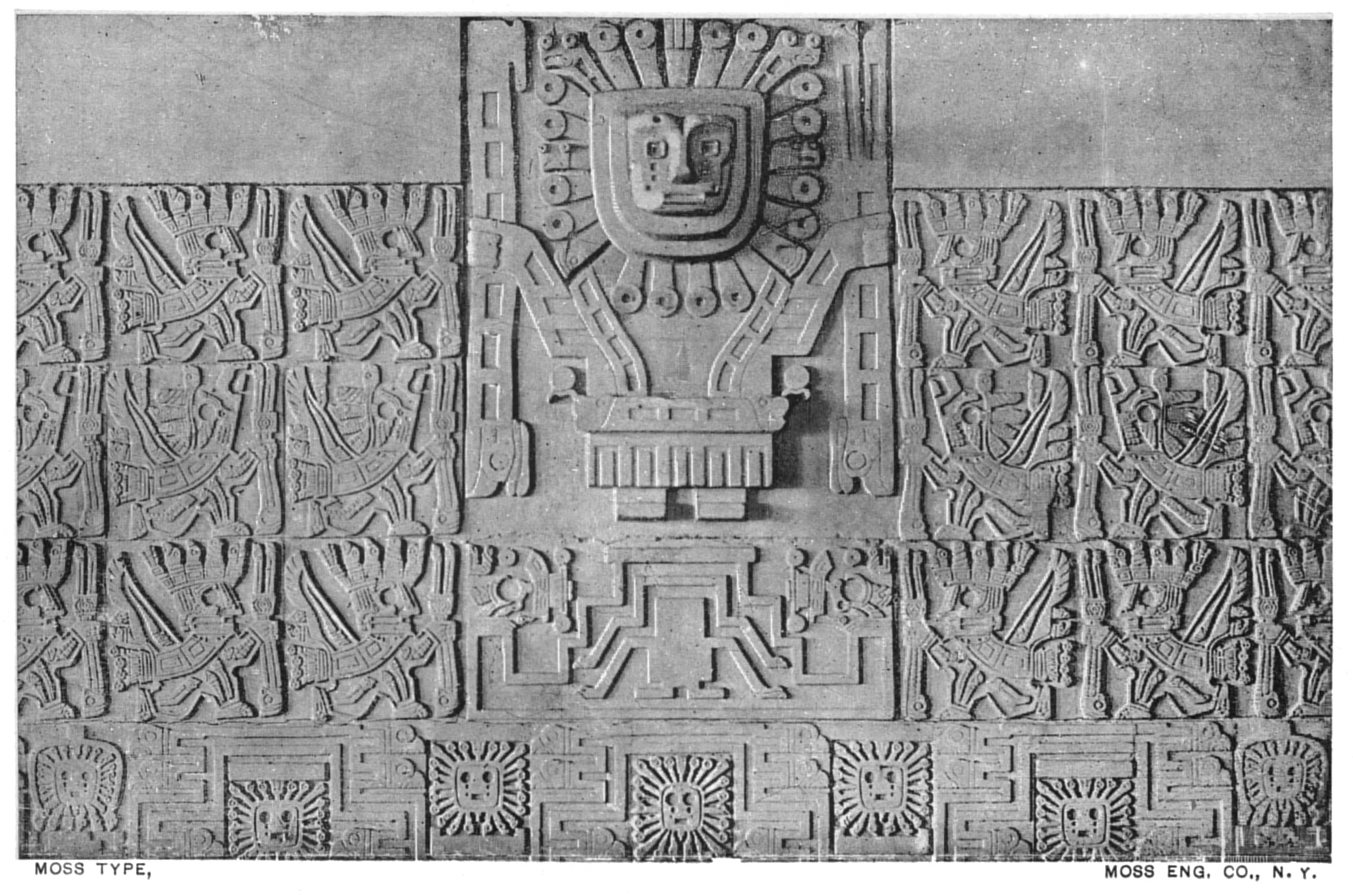 Sculptures on monolith gate at Tiahuanuco, Bolivia Sculptures on monolith gate at Tiahuanuco, Bolivia