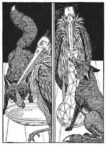 Fox and stork