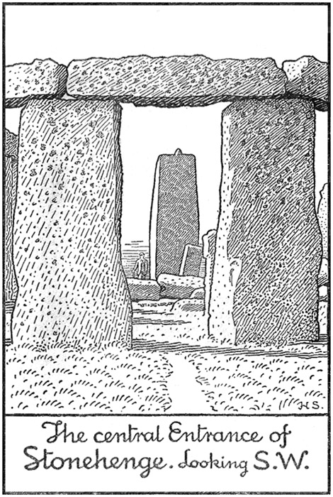 The central Entrance of Stonehenge. Looking S.W.
