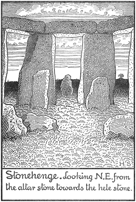 Stonehenge. Looking N.E. from the altar stone towards the hele stone.