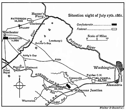 [Illustration: Map of the situation on the night of July 17th, 1861.]
