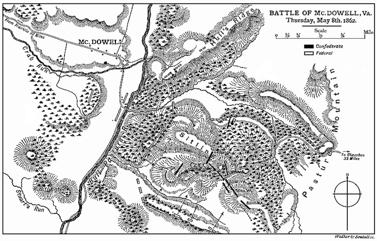 Illustration: Map of the Battle of Mc.Dowell, Va., Thursday, May 8th, 1862.