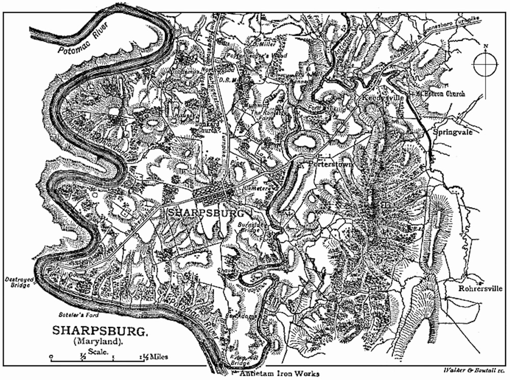 Illustration: Map of Sharpsburg, Maryland.