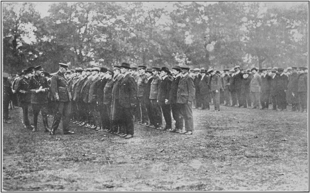 FIRST INSPECTION OF BATTALION: HYDE PARK, OCTOBER, 1914.