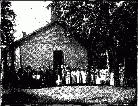 AT THE CHURCH DOOR, OAKS, N. C. Illustration: AT THE CHURCH DOOR, OAKS, N. C.