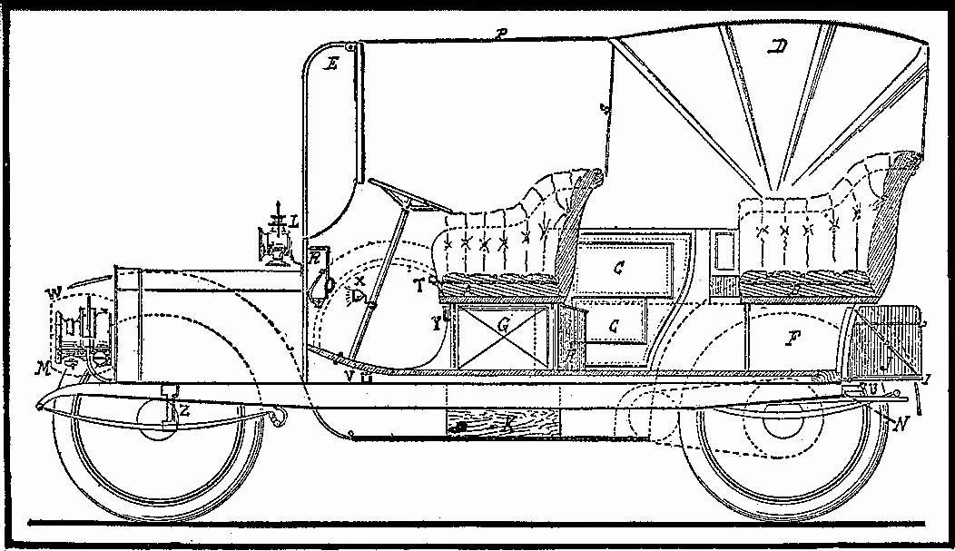 Sectional Elevation of Ideal Touring Car Exhibited at the Paris Salon by the Touring Club de France
