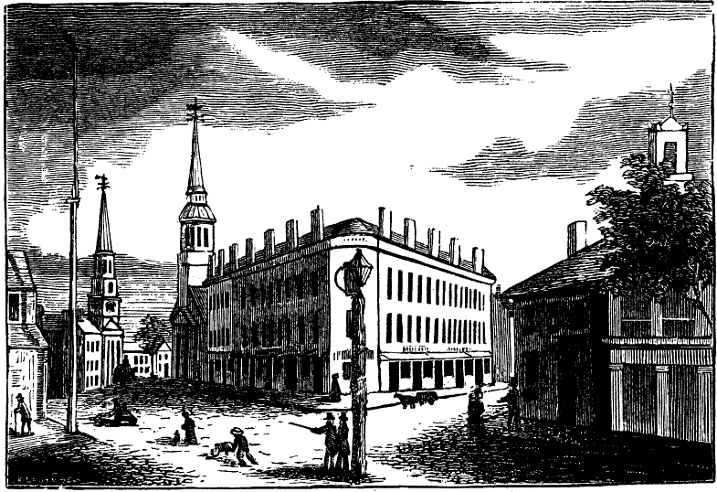 First Baptist Church. Gerrish's Block. First M.E. Church, Winnisimmet Congregational Church. Park Street. JUNCTION OF PARK AND WINNISIMMET STREETS--1859.