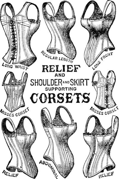 RELIEF AND SHOULDER AND SKIRT SUPPORTING CORSETS