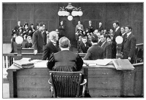 A courtroom scene.
