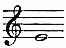 a music staff with a treble clef and a whole note "E" on the first line.