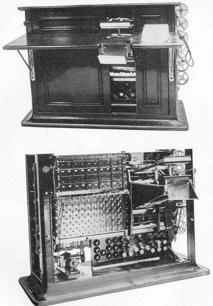 TABULATING MACHINE. Mechanism whereby the punched cards are verified and every error prevented, and which also tabulates and numbers all records taken. (Courtesy of the Bureau of the Census.)