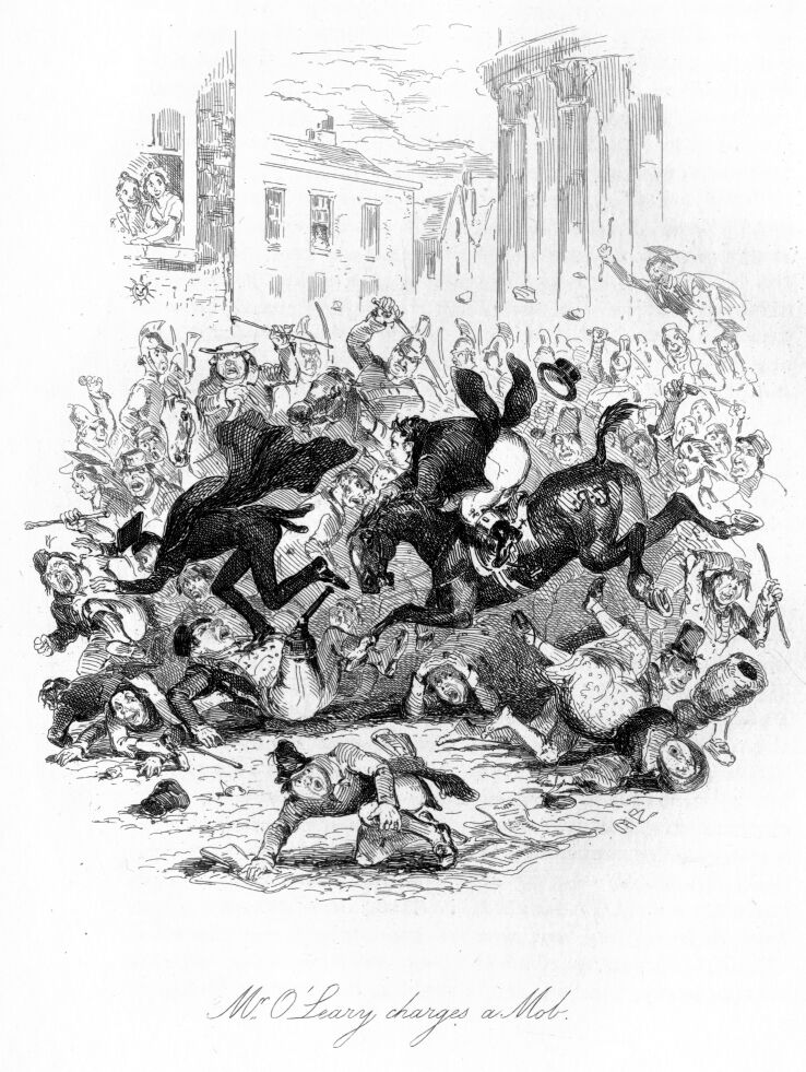 Illustration: Mr. O’Leary Charges the Mob