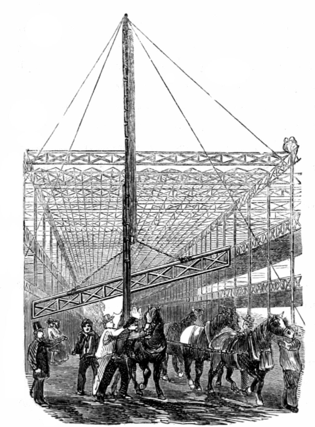 HOISTING THE 72-FEET TRUSSES.