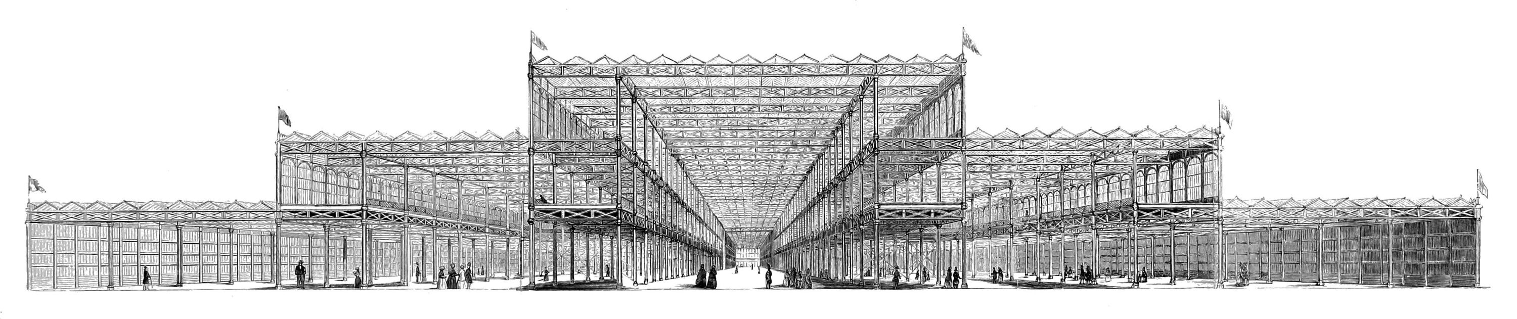Transverse Section of the Building,     showing the Interior completed.
