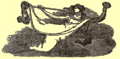 Woodcut of angel with horn