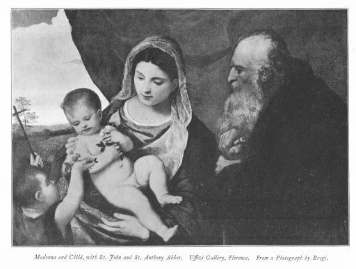Madonna and Child, with St. John and St. Anthony Abbot. Uffizi Gallery, Florence. From a Photograph by Brogi. Madonna and Child, with St. John and St. Anthony Abbot. Uffizi Gallery, Florence. From a Photograph by Brogi.