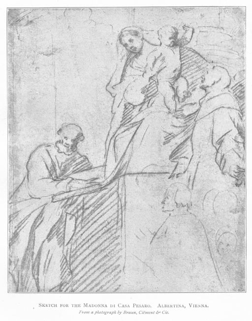 Sketch for the Madonna di Casa Pesaro. Albertina, Vienna. From a photograph by Braun, Clément & Cie. Sketch for the Madonna di Casa Pesaro. Albertina, Vienna. From a photograph by Braun, Clément & Cie.