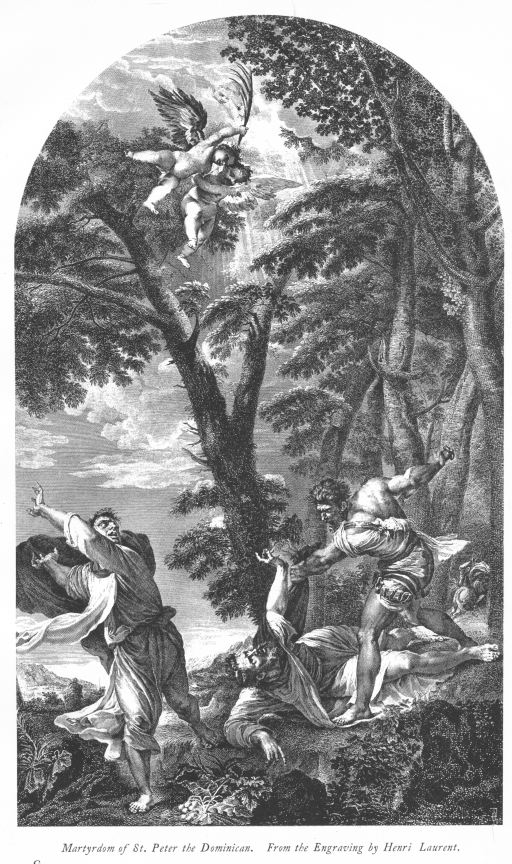 Martyrdom of St. Peter the Dominican. From the engraving by Henri Laurent. Martyrdom of St. Peter the Dominican. From the engraving by Henri Laurent.