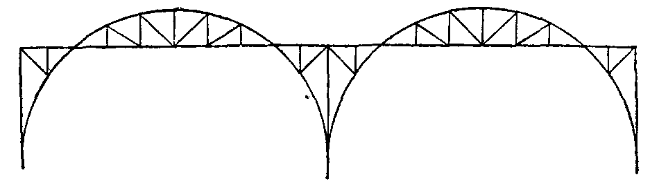 Fig. 60.--Cantilever and suspended girder bridge. Fig. 60.--Cantilever and suspended girder bridge.