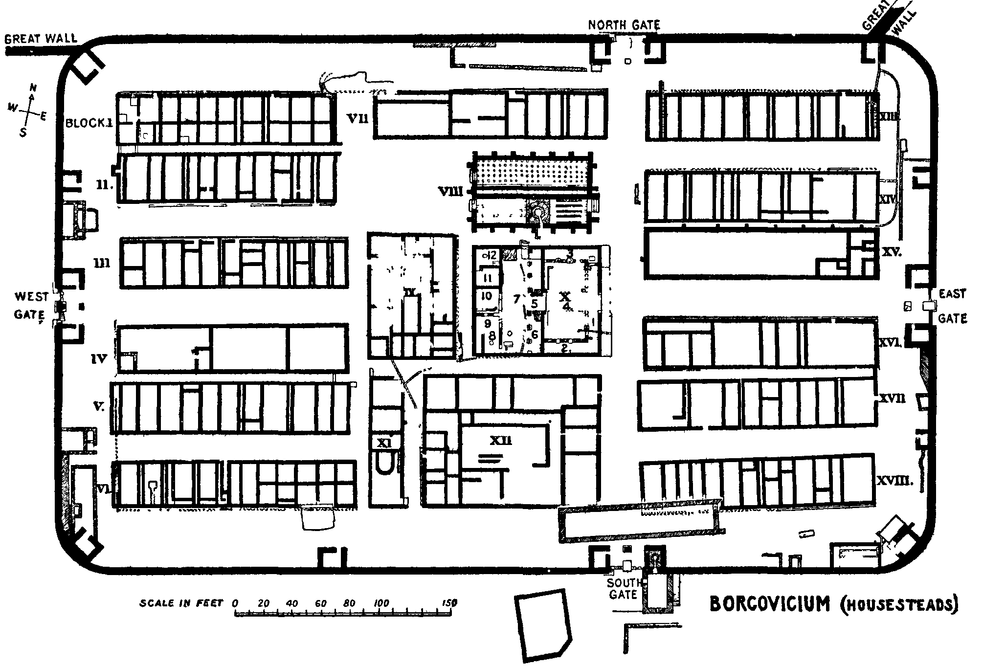 Fig 1.--Plan of Housesteads. Fig 1.--Plan of Housesteads.