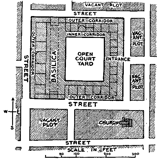 Fig. 5.--Plan of Forum, Basilica and surroundings, Silchester. Fig. 5.--Plan of Forum, Basilica and surroundings, Silchester.