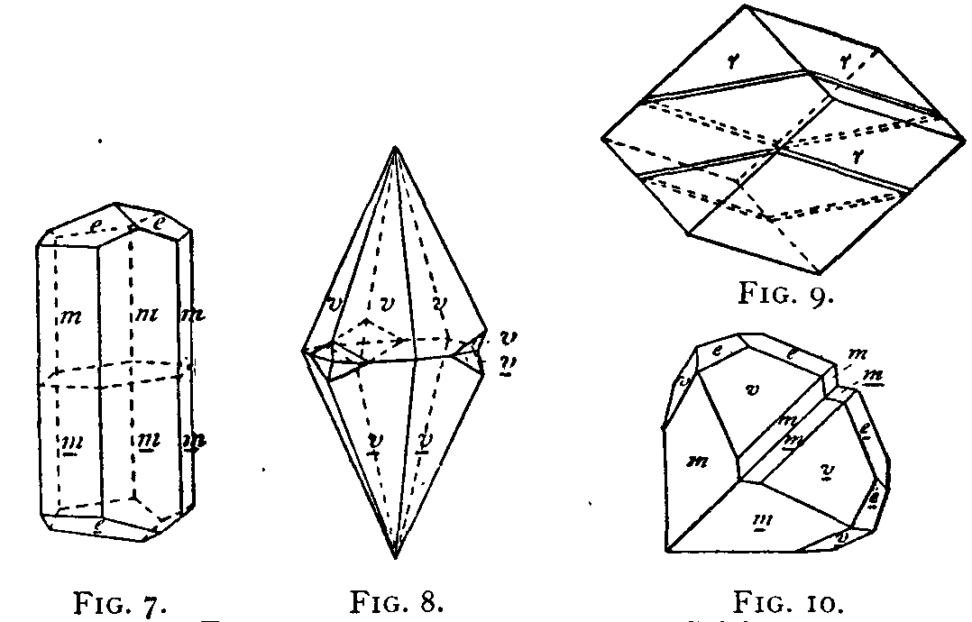 Figs. 7-10.--Twinned Crystals of Calcite