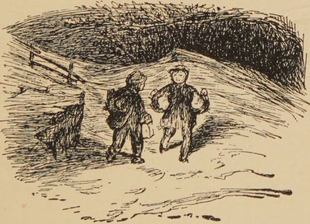Walking through the snow.