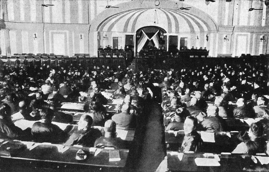 View from rear of Hall of the National Assembly sitting as a National Convention engaged on the Draft of the Permanent Constitution.  Specially photographed by permission of the Speakers for the Present Work.