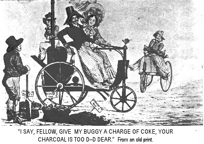 “Fellow, Give my Buggy A Charge of Coke, Your Charcoal is Too D—d Dear.”  From an old print