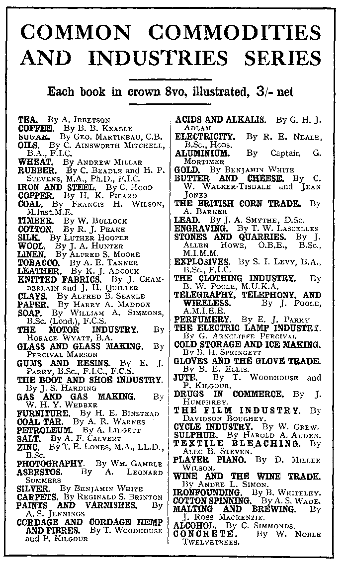 Advertisement: Pitman's Commodities and Industries Series