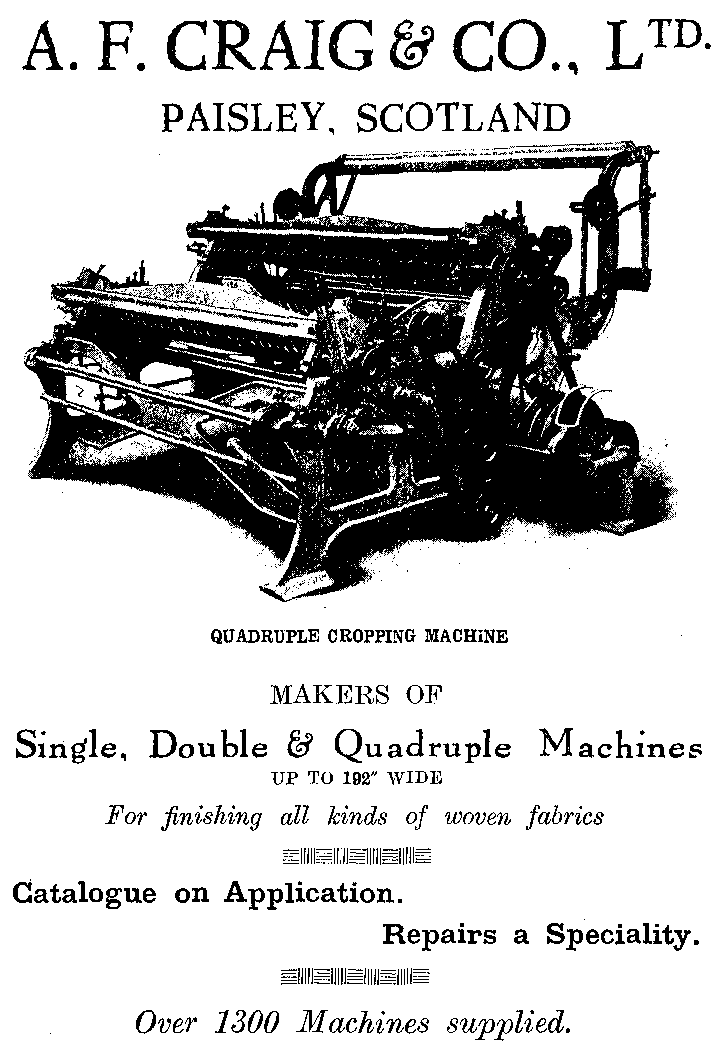 Advertisement: A. F. Craig & Co., LTD.