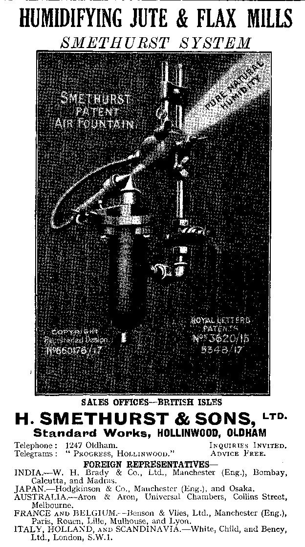 Advertisement: H. Smethurst & Sons, LTD.