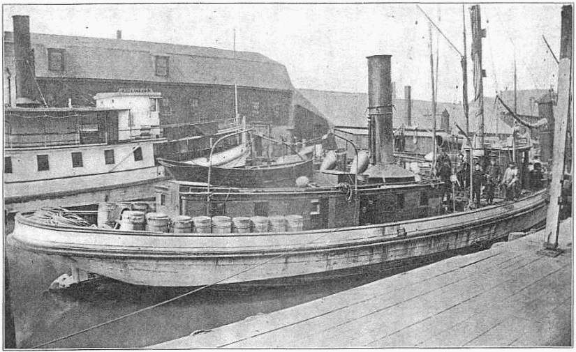 The steam smack Mina and Lizzie landing her cargo at Portlland