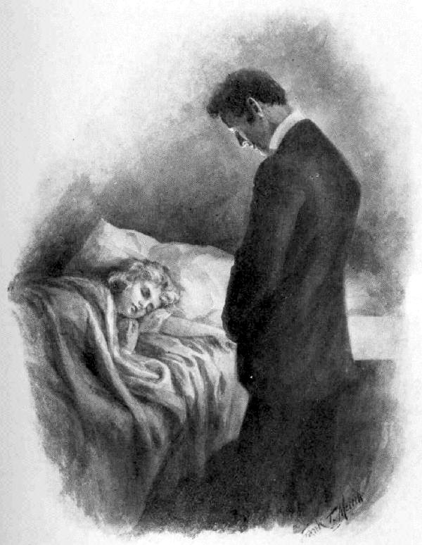 "Noiselessly he stepped to her side and ... stood in silent prayer."