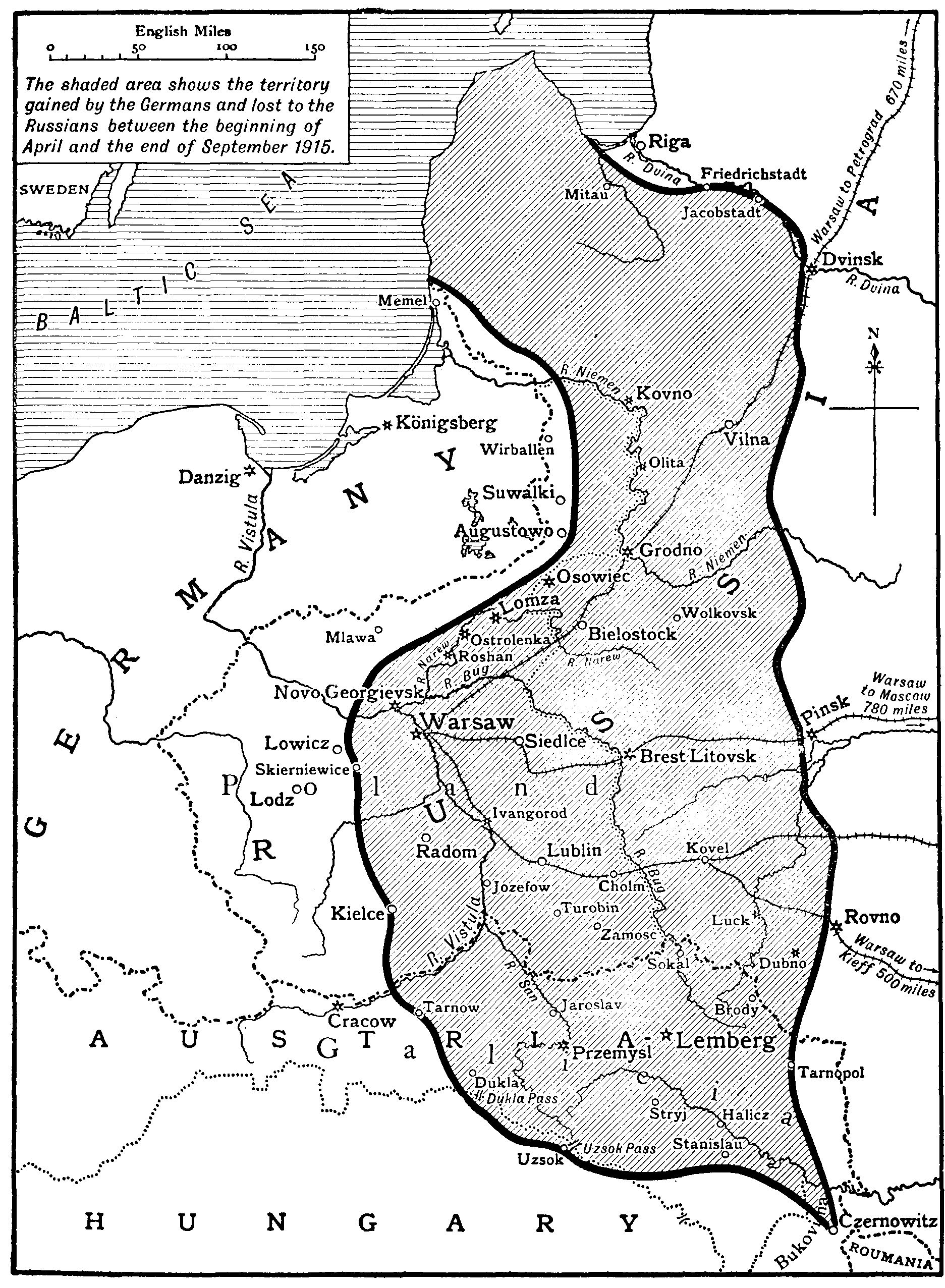 The Germanic Slice out of Russian Territory at the end of the Summer Campaign of 1915