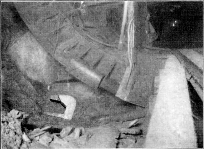 Plate LXXIII, Fig. 2.--Heavy Cast-Steel Patch Attached to Bent Segment of Cutting Edge. Plate LXXIII, Fig. 2.--Heavy Cast-Steel Patch Attached to Bent Segment of Cutting Edge.