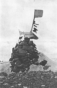 PEARY CAIRN AT CAPE MORRIS K. JESUP, AS PHOTOGRAPHED BY MACMILLAN AND BORUPe PEARY CAIRN AT CAPE MORRIS K. JESUP, AS PHOTOGRAPHED BY MACMILLAN AND BORUP