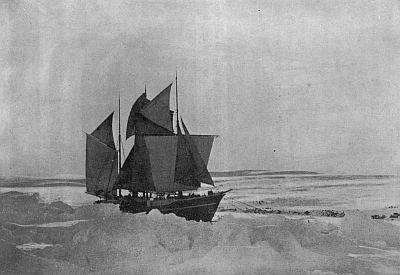 THE ROOSEVELT DRYING OUT HER SAILS AT CAPE SHERIDAN, SEPTEMBER, 1908 THE ROOSEVELT DRYING OUT HER SAILS AT CAPE SHERIDAN, SEPTEMBER, 1908